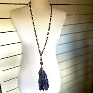 Long silk tassel boho necklace